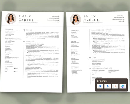 Occupational Health Specialist Resume Template