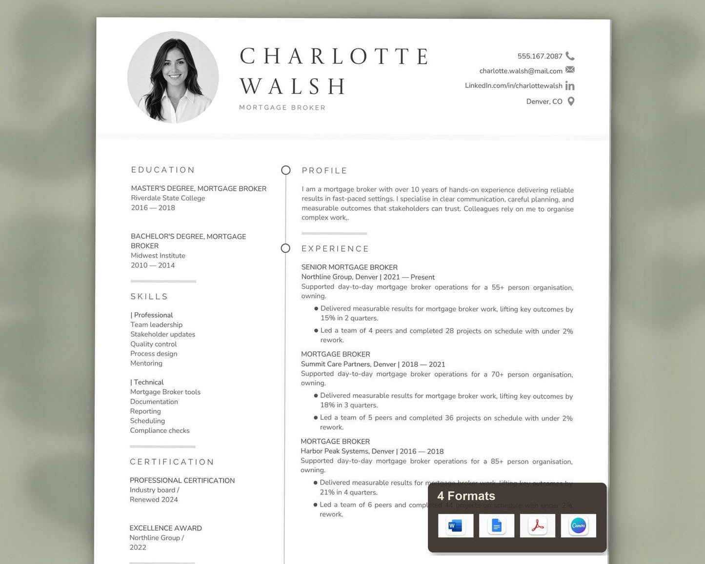 Mortgage Broker Resume Template