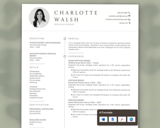 Mortgage Broker Resume Template