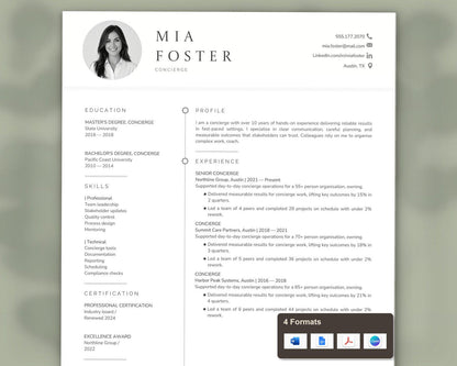 Concierge Resume Template