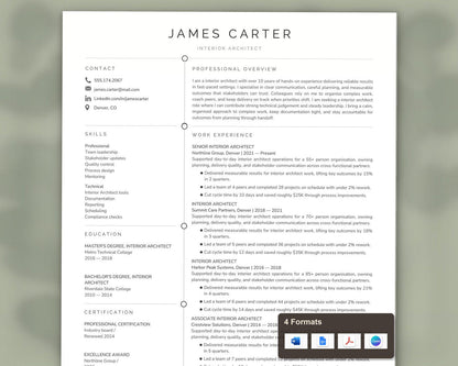 Interior Architect Resume Template
