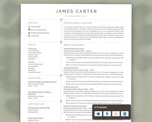 Interior Architect Resume Template