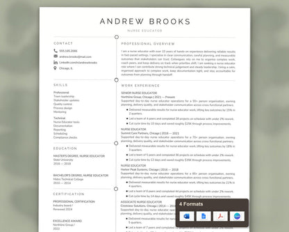 Nurse Educator Resume Template