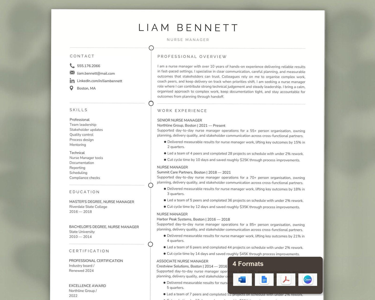 Nurse Manager Resume Template