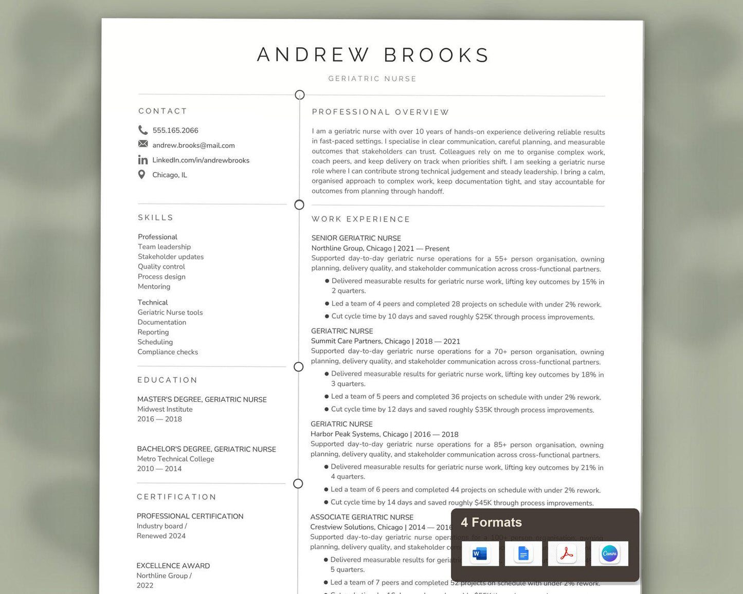 Geriatric Nurse Resume Template