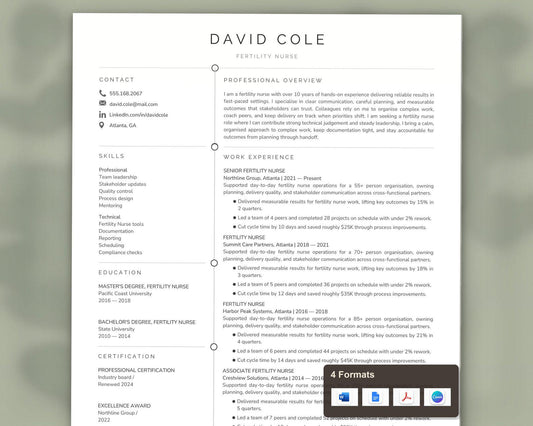 Fertility Nurse Resume Template