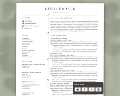Chemistry Teacher Resume Template