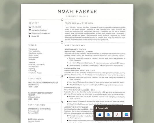 Chemistry Teacher Resume Template