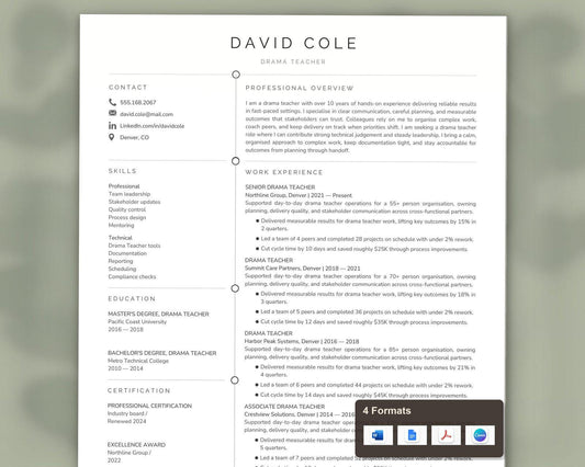 Drama Teacher Resume Template