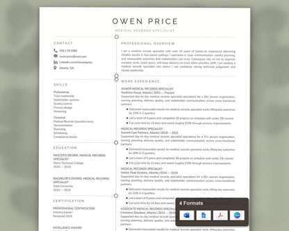 Medical Records Specialist Resume Template