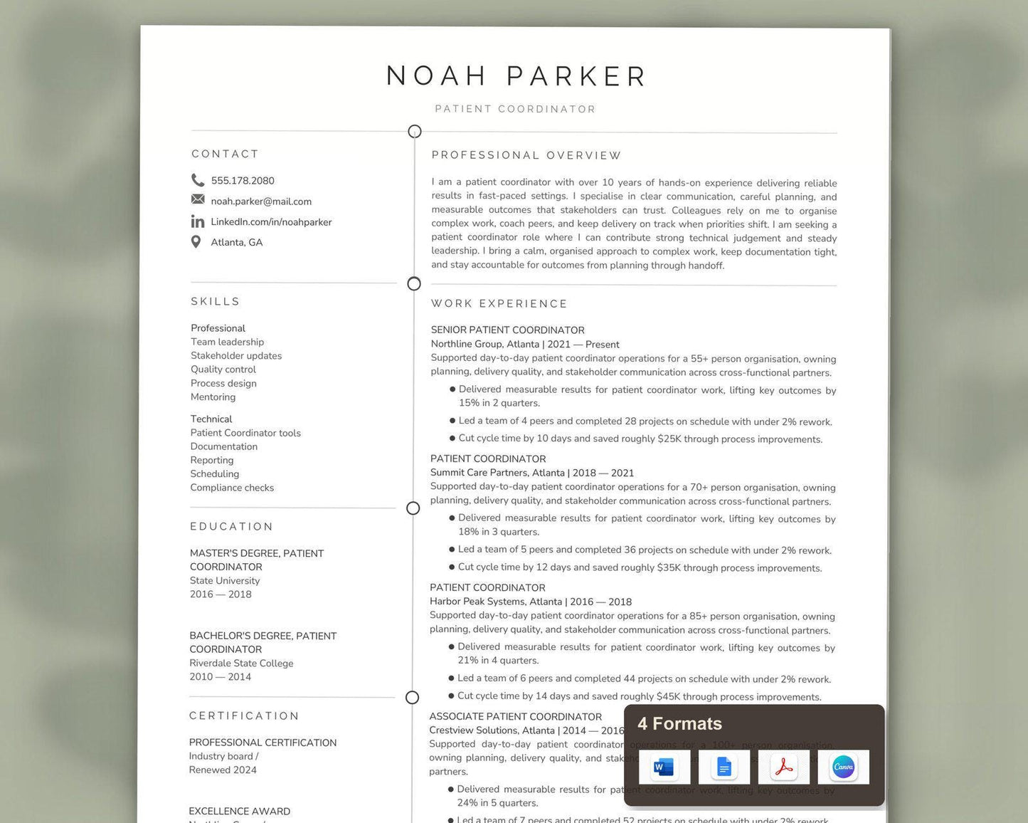 Patient Coordinator Resume Template