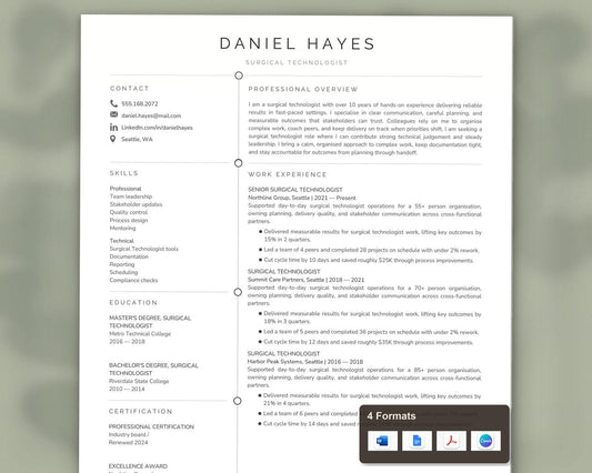 Surgical Technologist Resume Template