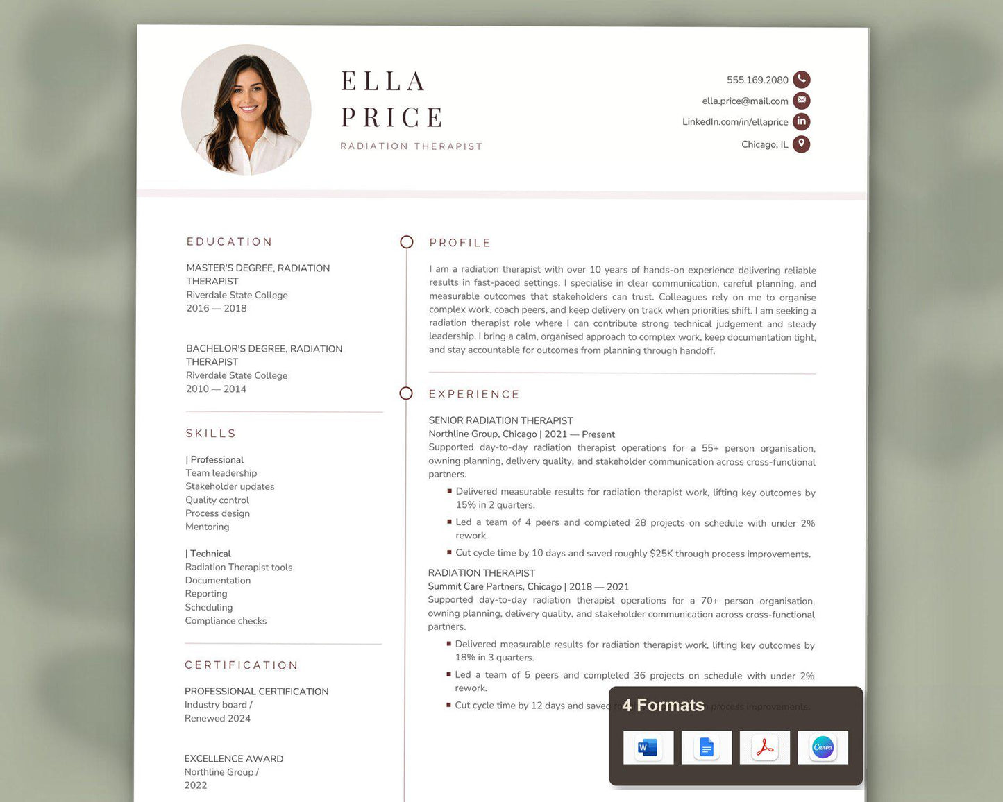 Radiation Therapist Resume Template