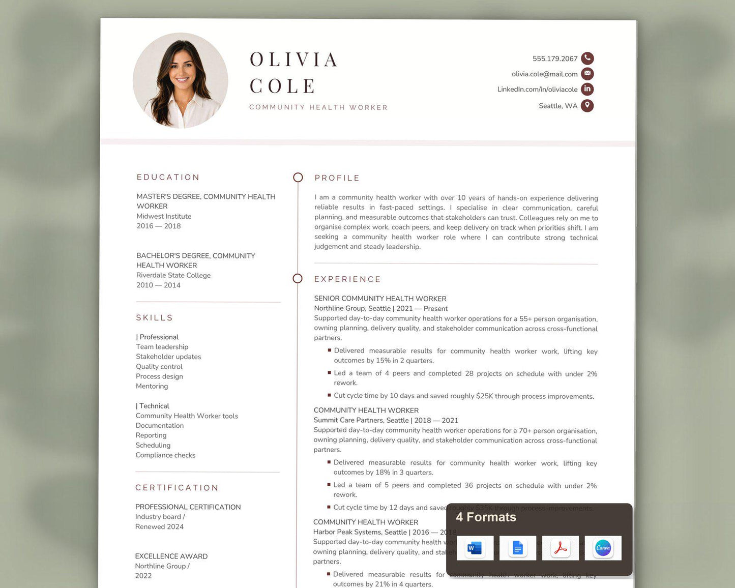 Community Health Worker Resume Template