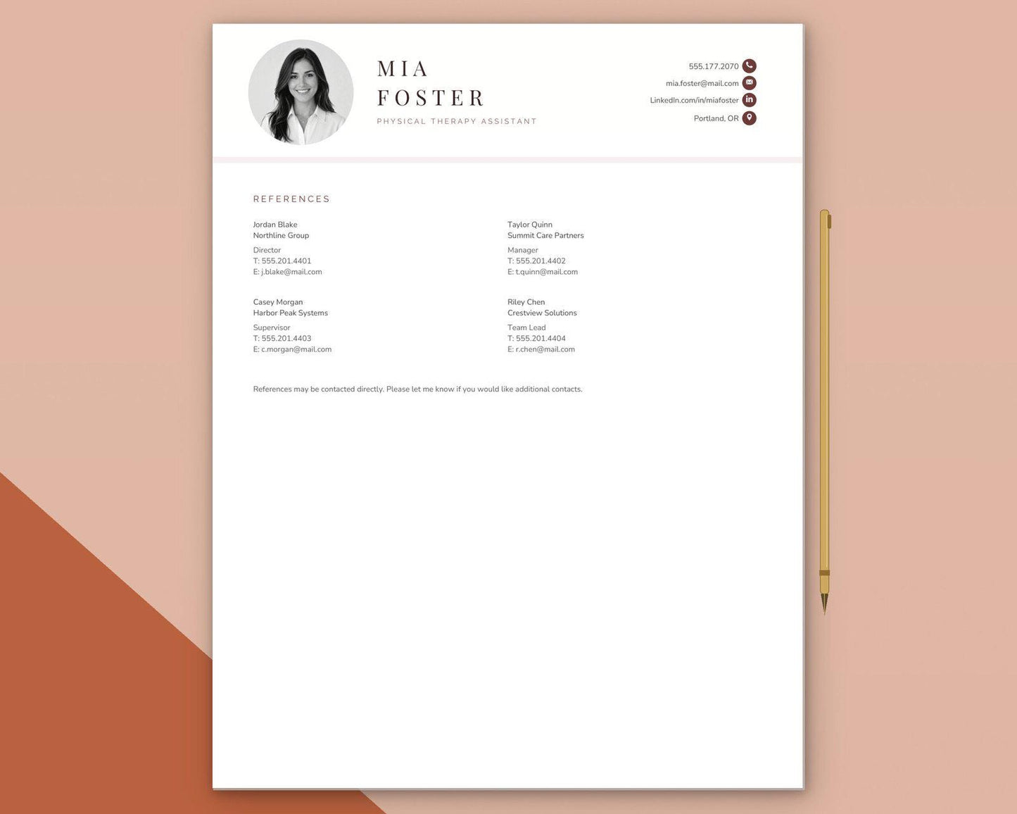Physical Therapy Assistant Resume Template