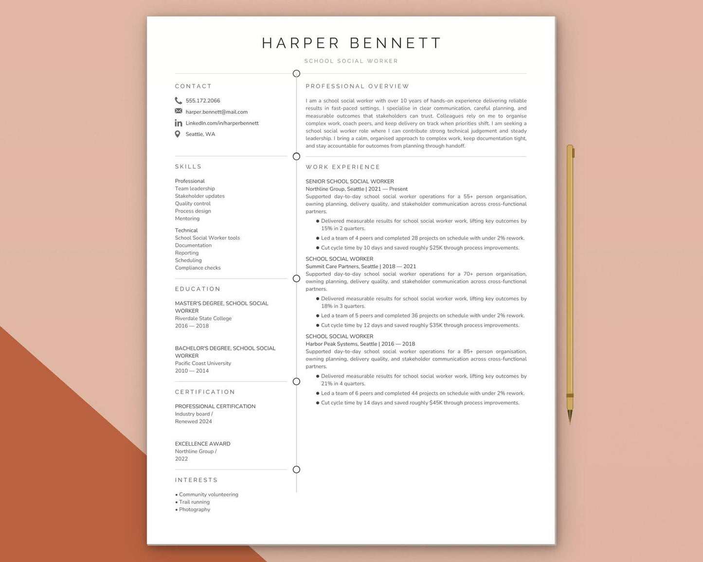 School Social Worker Resume Template