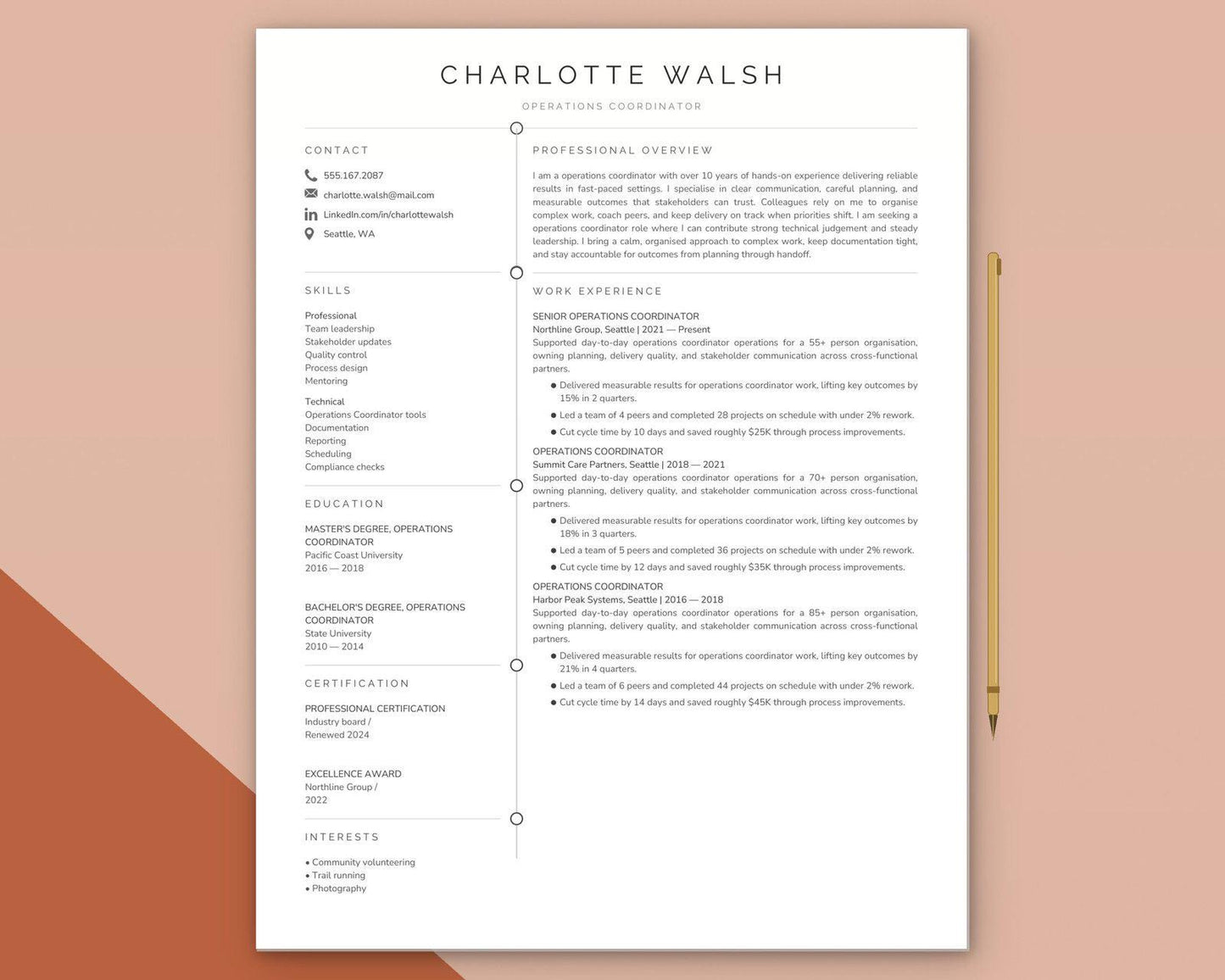 Operations Coordinator Resume Template