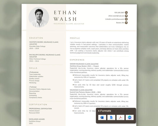 Insurance Claims Adjuster Resume Template