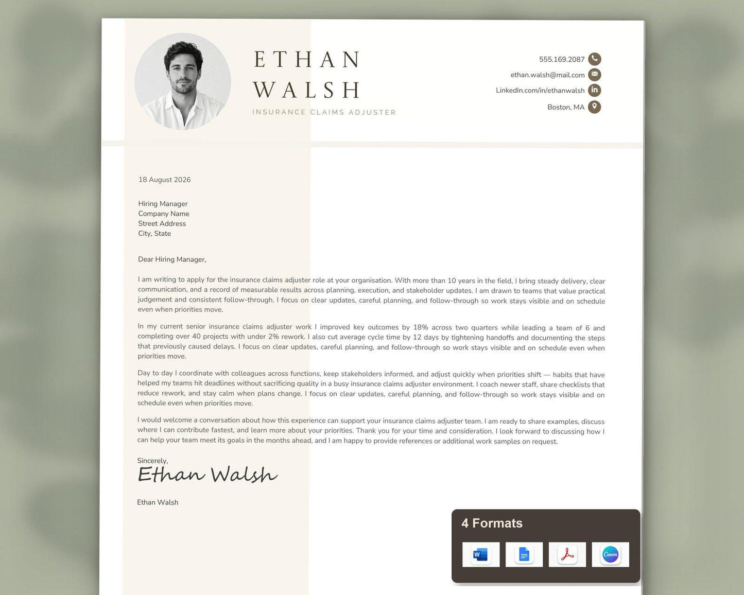 Insurance Claims Adjuster Resume Template