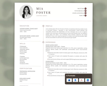 Leasing Agent Resume Template