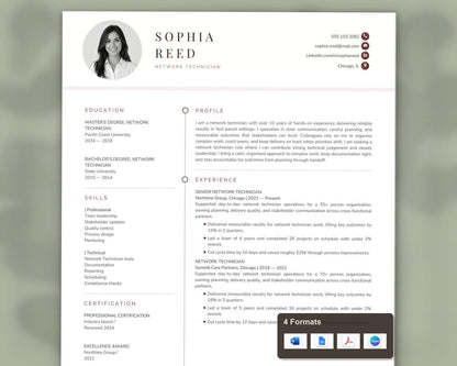 Network Technician Resume Template