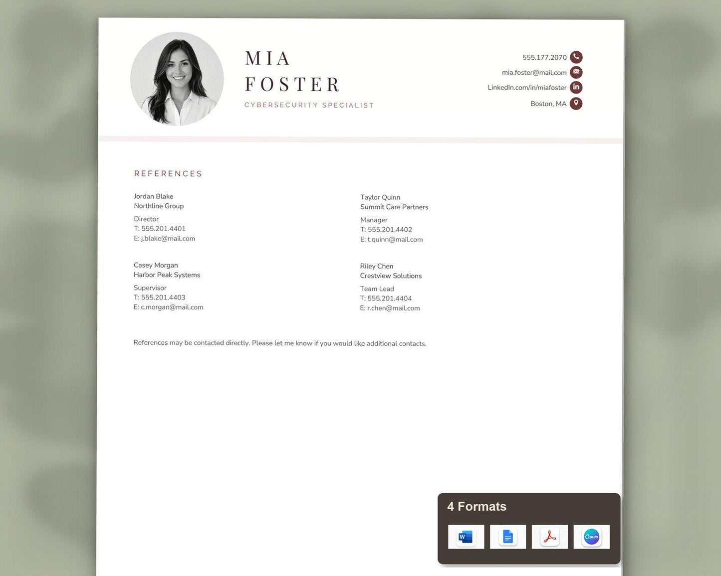 Cybersecurity Specialist Resume Template
