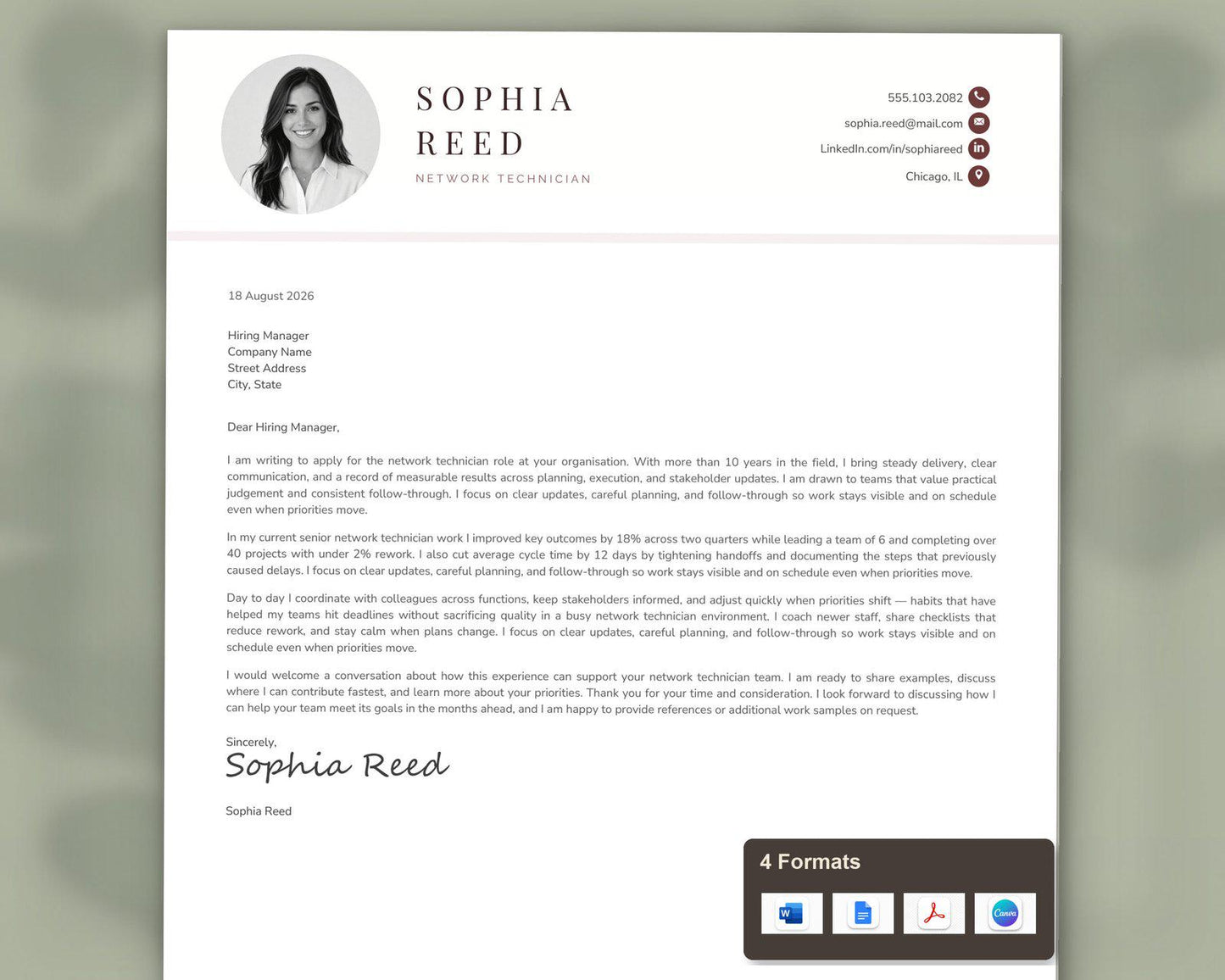 Network Technician Resume Template