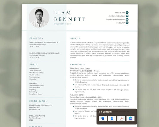 Wellness Coach Resume Template