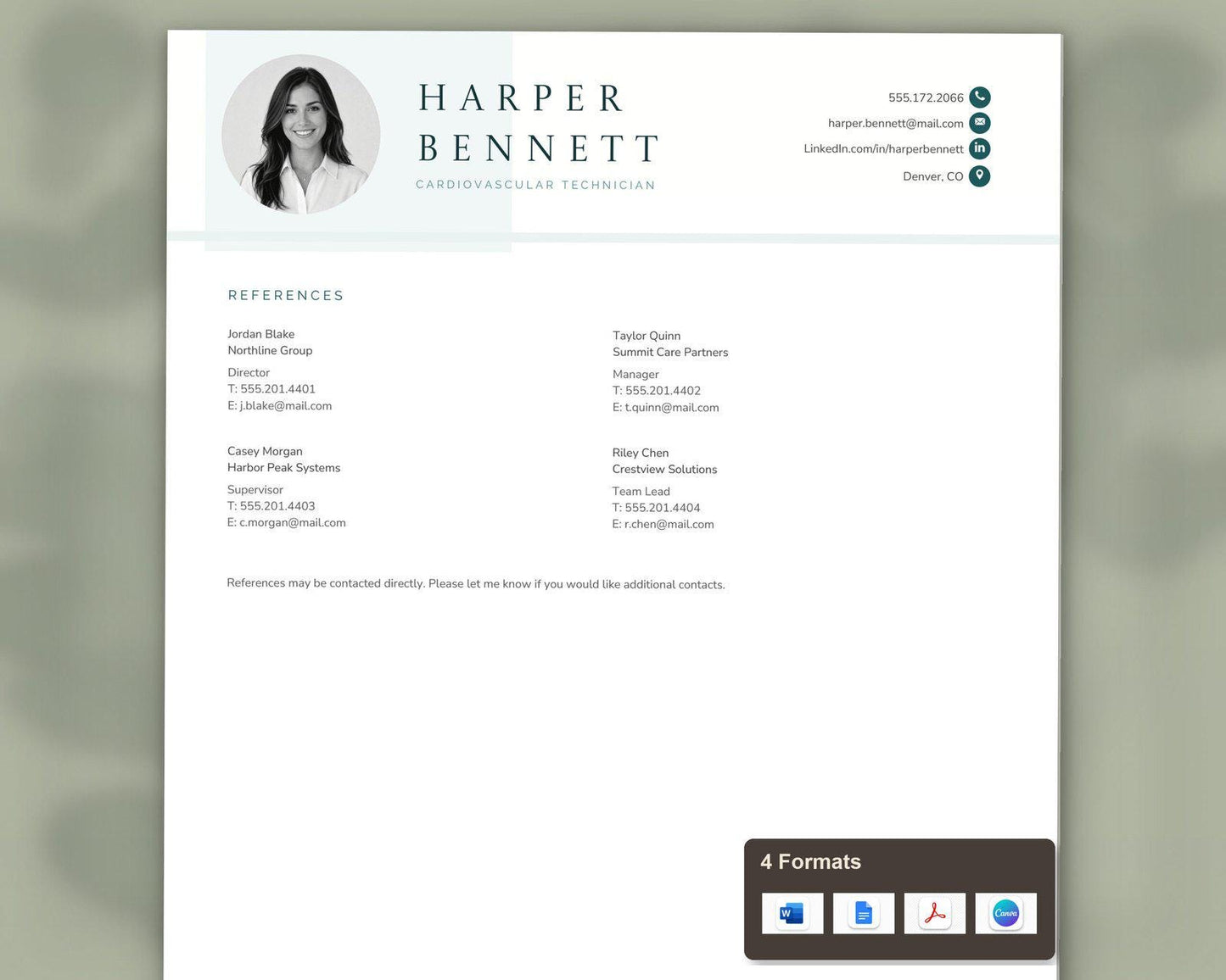 Cardiovascular Technician Resume Template