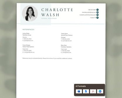 School Registrar Resume Template