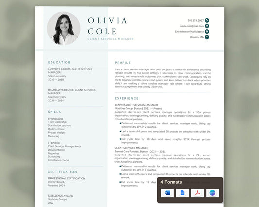 Client Services Manager Resume Template