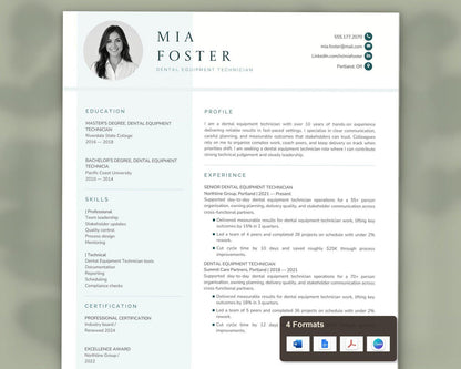 Dental Equipment Technician Resume Template