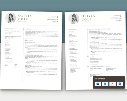 Makeup artist resume — two page