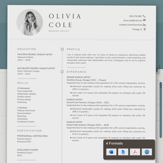 Makeup artist resume template flip through