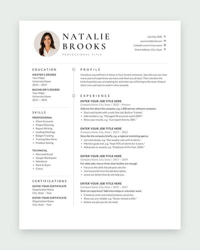 General resume template, Photo · two-column