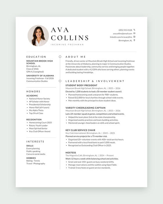 Sorority resume template, Recruitment resume