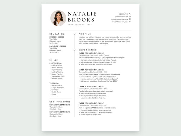 General resume template, photo, two-column