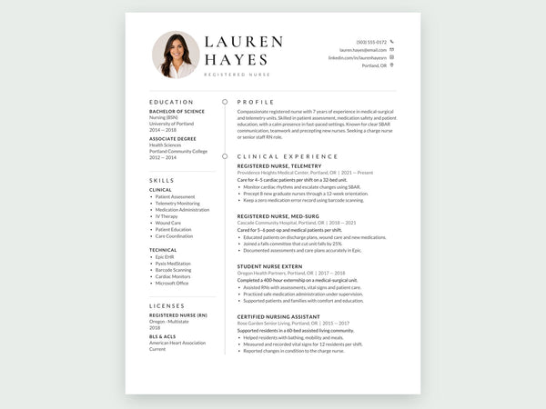 Nurse resume template, nursing roles