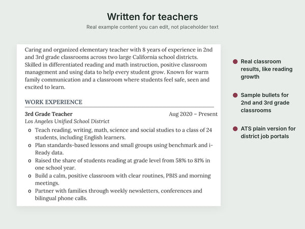 Teacher Photo Resume Template | Cover Letter | ATS – Resumes by Emma
